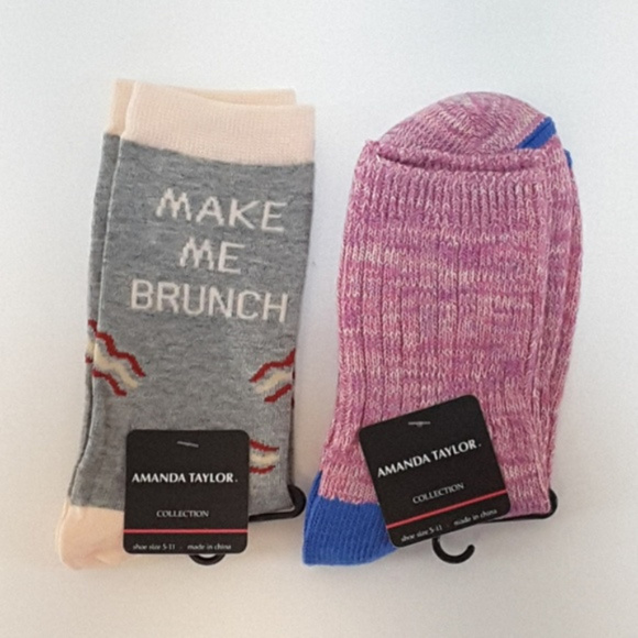 New With Tag, NWT, MAKE ME BRUNCH, 2 pair socks, - Picture 2 of 8
